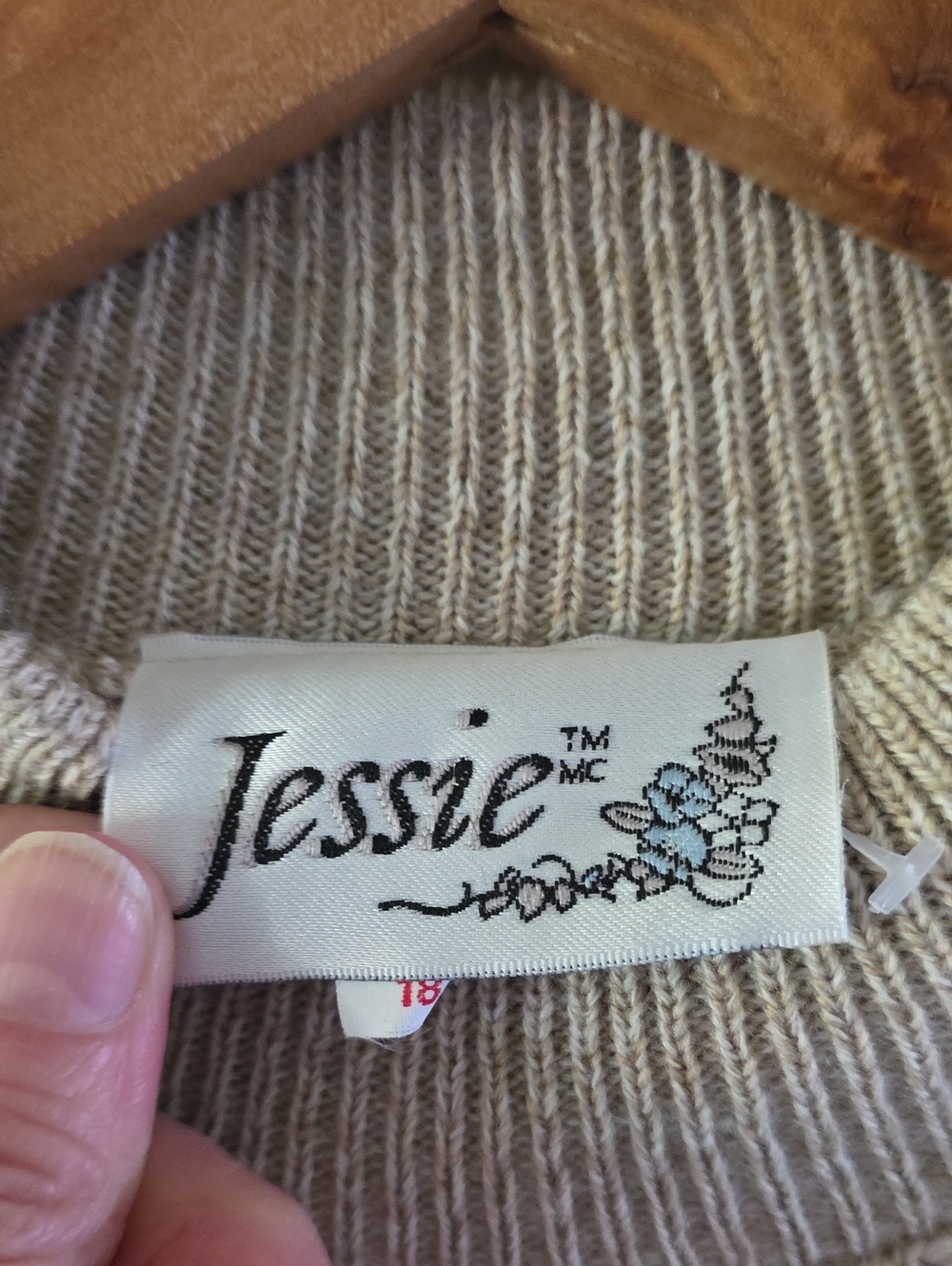 Vintage NWOT Jessie Knit Mockneck Sweater - Oatmeal - Sz 18 (16/18) - Picture 3 of 14